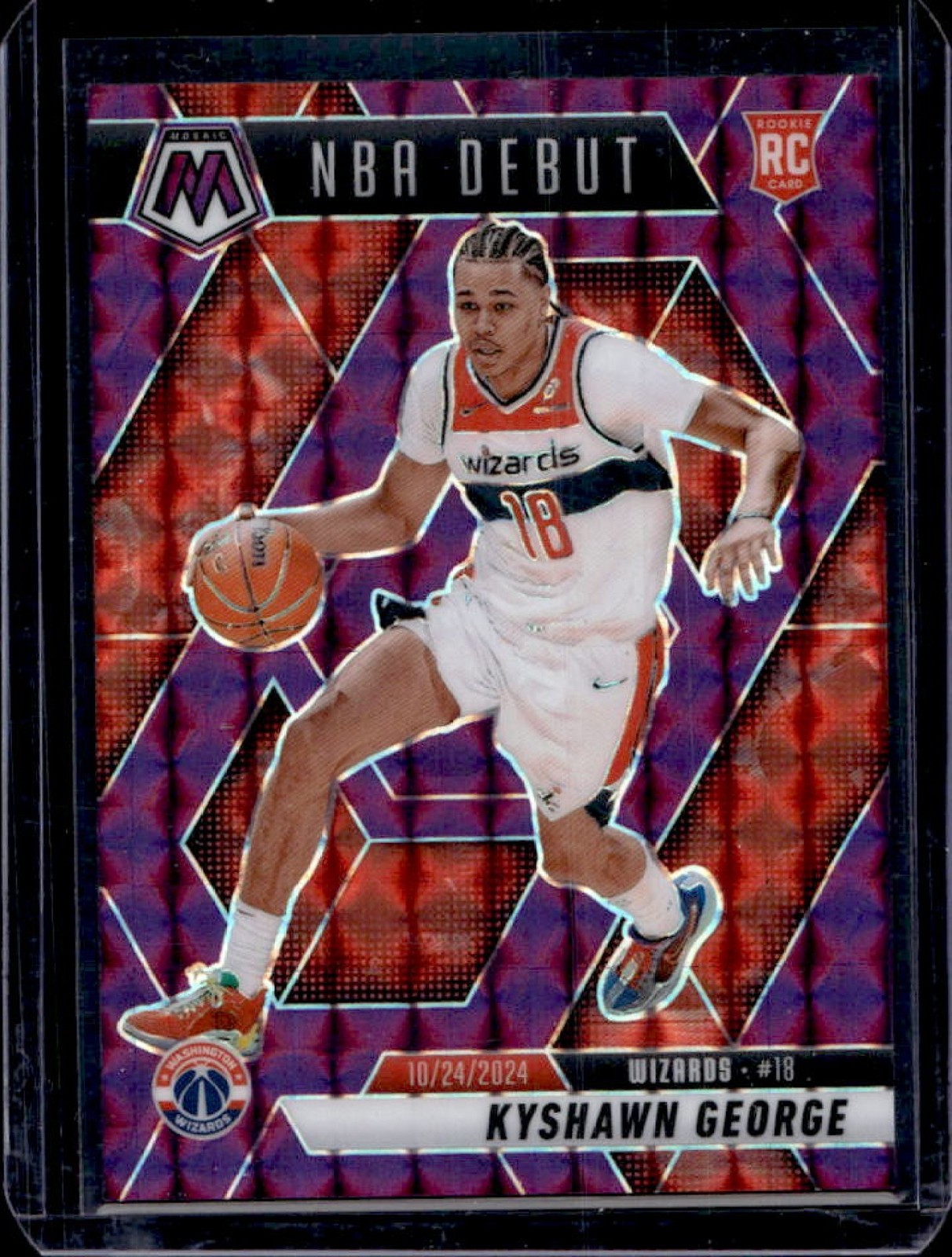 2024-25 Mosaic Kyshawn George RC Purple Rookie NBA Debut #/99 Wizards