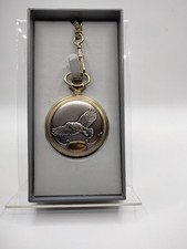 369....MAJESTI Silver Gold 3D Embossed Eagle Pocket Watch Vintage Swiss