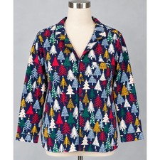 Hanna Andersson Christmas Tree Pajama Top L Holiday Flannel Button Front