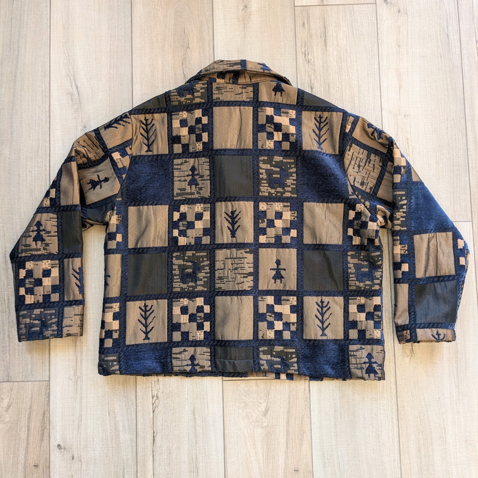 Vintage Patchwork Jacket Womens Large Blazer Meta… - image 3