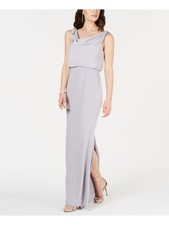 ADRIANNA PAPELL Womens Silver Sleeveless Blouson Formal Dress 20