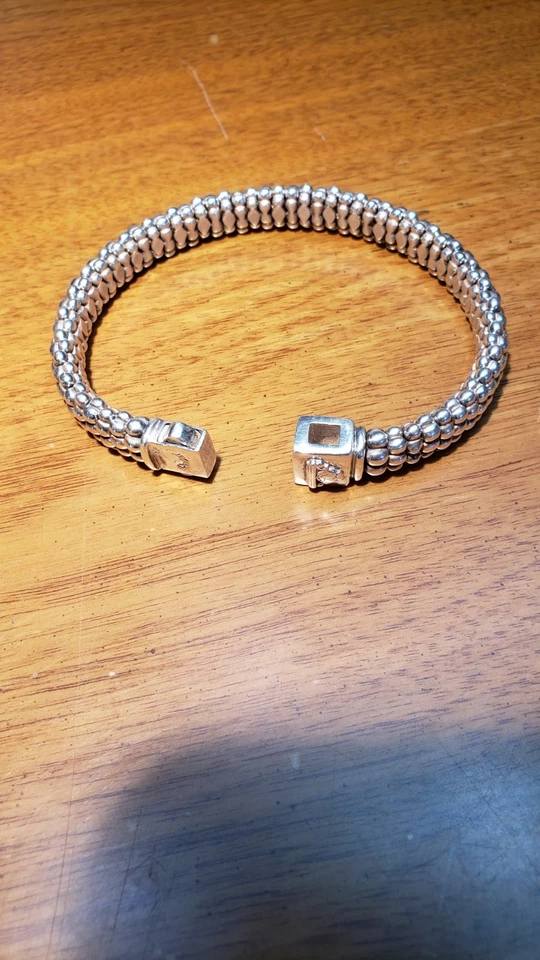 Lagos Caviar Sterling Bracelet 9mm Wide, Caviar Beads Excellent Condition 1.59oz - Image 2 of 4