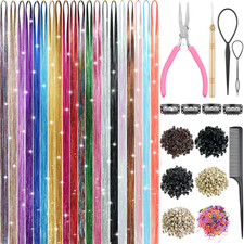 Hair Tinsel, 20 Colors Hair Tinsel Kit, 8000 Strands Tinsel Hair Extensions
