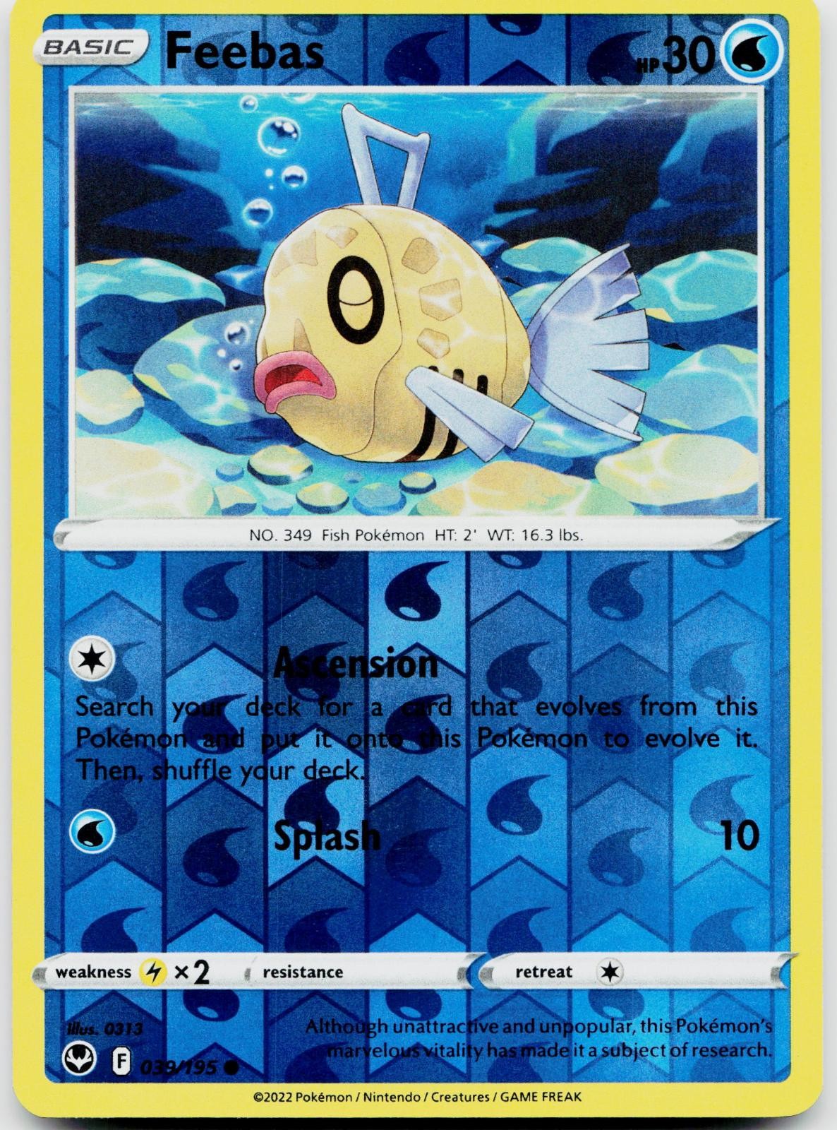 FEEBAS 039/195 C SILVER TEMPEST POKEMON REVERSE HOLO NEAR MINT