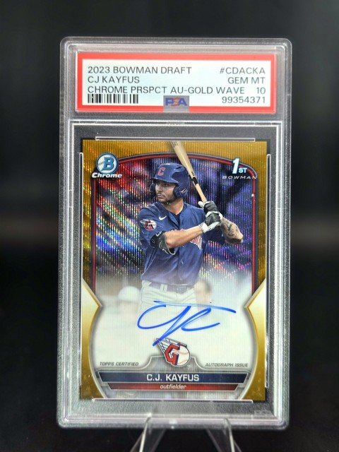 C.J. Kayfus 2023 Bowman Chrome #CDA-CKA Gold Wave Refractor Auto /50 PSA 10