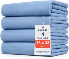 4 Pack 36" x 38" Large Absorbency Incontinence Bed Pads - Quick Drying Washab...