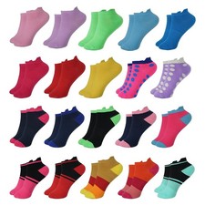 20 Pairs Ankle Socks, Women, No Show, Cotton, Size 9-11, Low Cut, Athletic