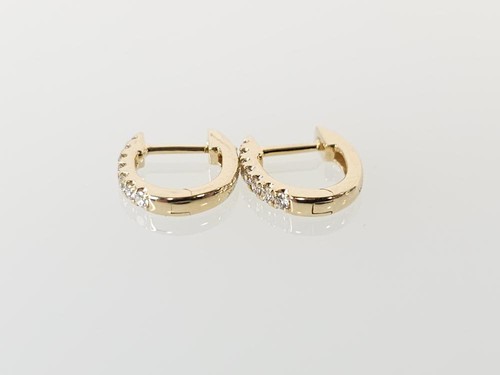 14K Yellow Gold 1/5 CTW Genuine Round Diamond Huggie Hoop Earrings (ML1075326) - Picture 3 of 7