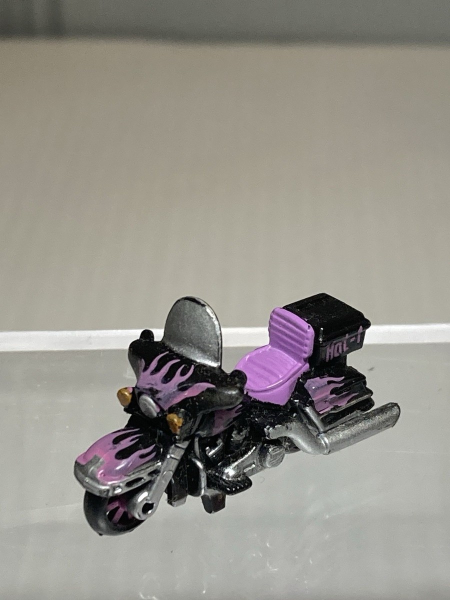 Micro Machine Motorcycle Black Purple Flames Hot-1 Toy Vehicle