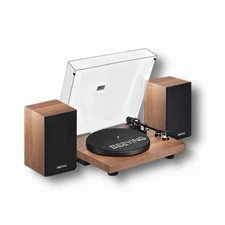 SeeYing Hi-Fi Record Player Bluetooth Turntable with Stereo Speakers USB NEW