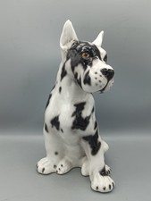 Selten Italienische Figur Skulptur Keramik Porzellan Harlekin Dogge Hund 32cm