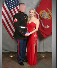 Sherri Hill Elegant Red Evening Gown (6) with Matching Shoes (8)