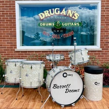 Barrett Deems Corder Fibes Drum Set White Marine Pearl w/Snare/Canister/BD