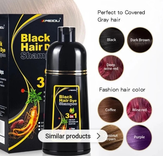 3 in 1 Natural hair Dye Ginger Color Shampoo for Men and Women 500ml- BLACK