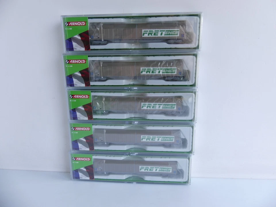 HN6636 ARNOLD N 1:160 / 5 WAGONS A PAROIS COULISSANTES Habbins FRET Ep IV-V