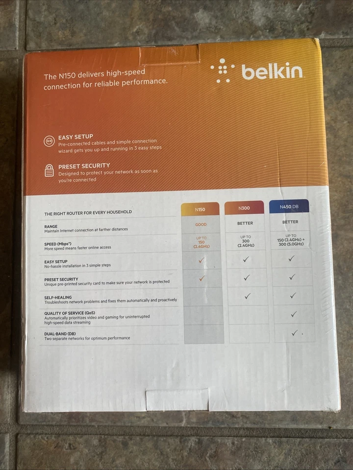 Belkin N150 Wireless/Wi-Fi Router 4 Port 2.4 GHz Easy Internet Access NEW-SEALED - Image 2 of 2