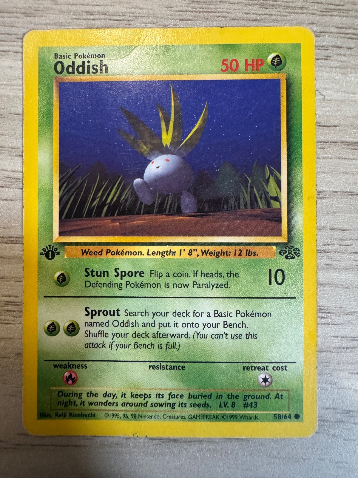 Oddish 58/64 Common Jungle Pokemon 1st Edition Moderately Played
