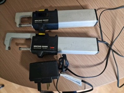 2 Moore and Wright Micro 2000 0-25mm & 25 - 50mm Digital Mikrometer 1x Netzteil