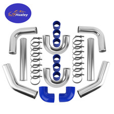 2 Universal Turbo Aluminum Intercooler Piping Silicone Coupler Clamp Kit 2 Universal Turbo Aluminum Intercooler Piping Silicone Coupler Clamp Kit