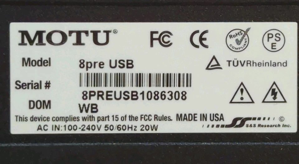 MOTU 8PRE USB Digital Audio Interface/Recording Interface - Image 3 of 3