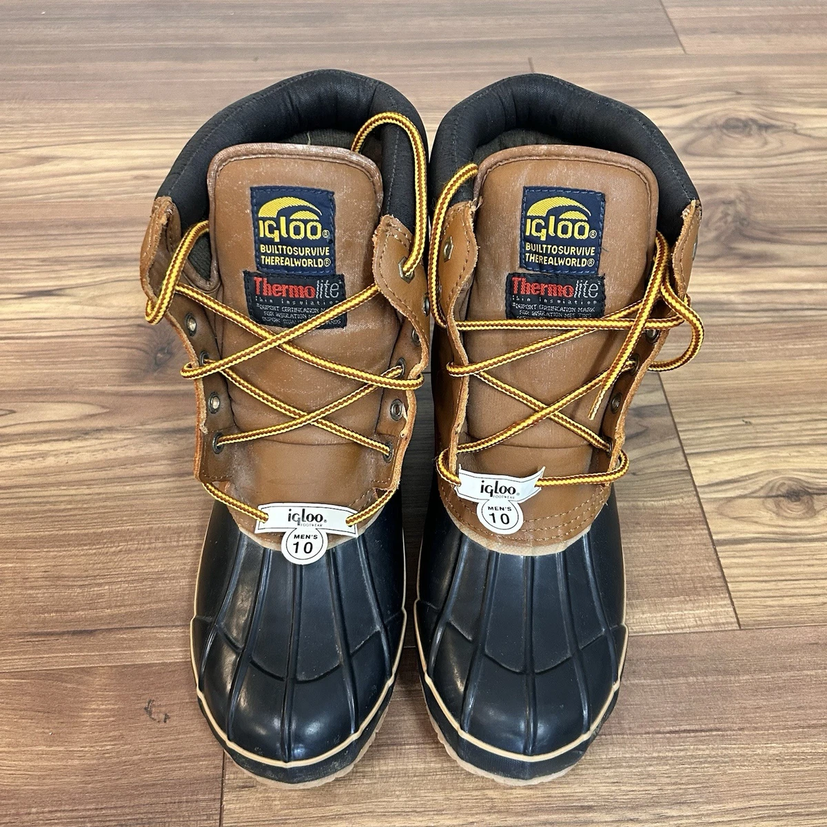 Snow Boots Mens Size 10 Brown Waterproof ThermoLite Duck Winter Insulated Waterproof Insulated Leather Winter Duck Boots main image 3