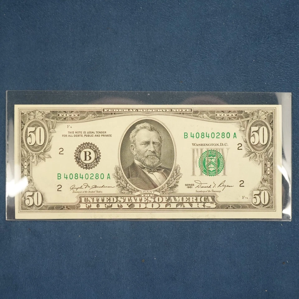 1974-1993 $50 Federal Reserve Note Design 228-A Partial Type Set, 7x UNC Bills - Image 3 of 4