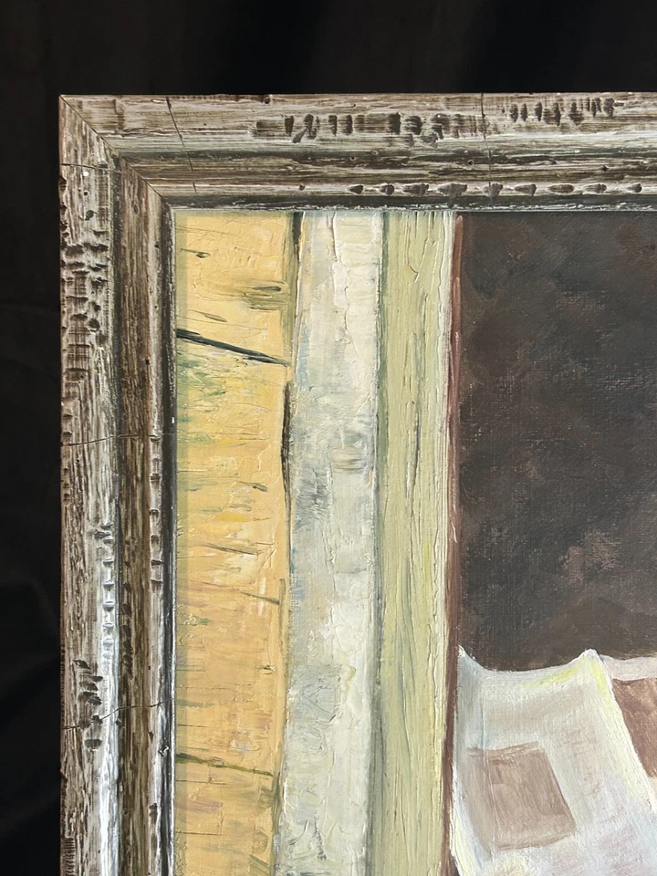 Ecole Naïve XXè - JR Bruliard - Huile sur toile - Scène de vie - 1984 - Photo 3/4