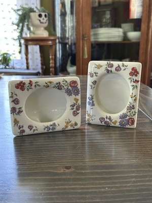 Vintage Lemax Floral Ceramic Picture Frames Set Cottagecore Shabby Chic Decor
