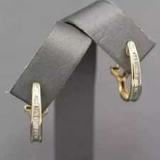 1.5Ct Baguette Cut Simulated Diamond Huggie Hoop Earrings 14k Yellow Gold Plated