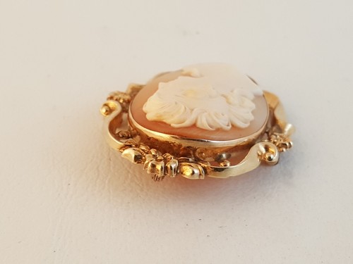 Antique 10k gold carved shell cameo pin pendant ornate fancy nicely carved - Picture 9 of 14