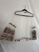 Desheng Sheer Floral Embroidered Mesh Kimono Cardigan Cover Up Women