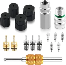 17PCS Car Air Conditioner Valve Core Tool Kit,Portable A/C Valve Stem Core Set I