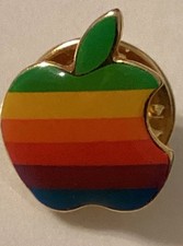 Apple Computer Rainbow Logo Lapel Pin Original Multicolor 1980s Symbol Vintage