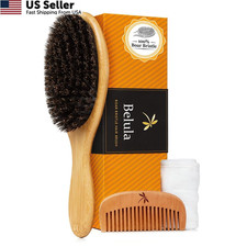 Belula 100 Boar Bristle Hair Brush Set Medium . Soft Natural Medium, Orange