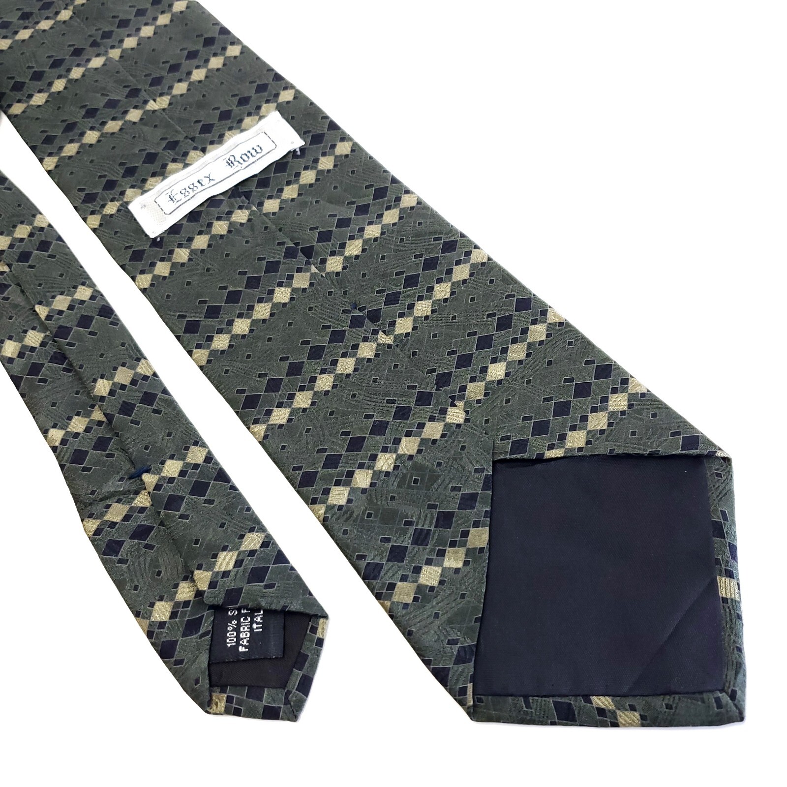 Cravatta corta in seta verde astratto stampa jacquard fila Essex