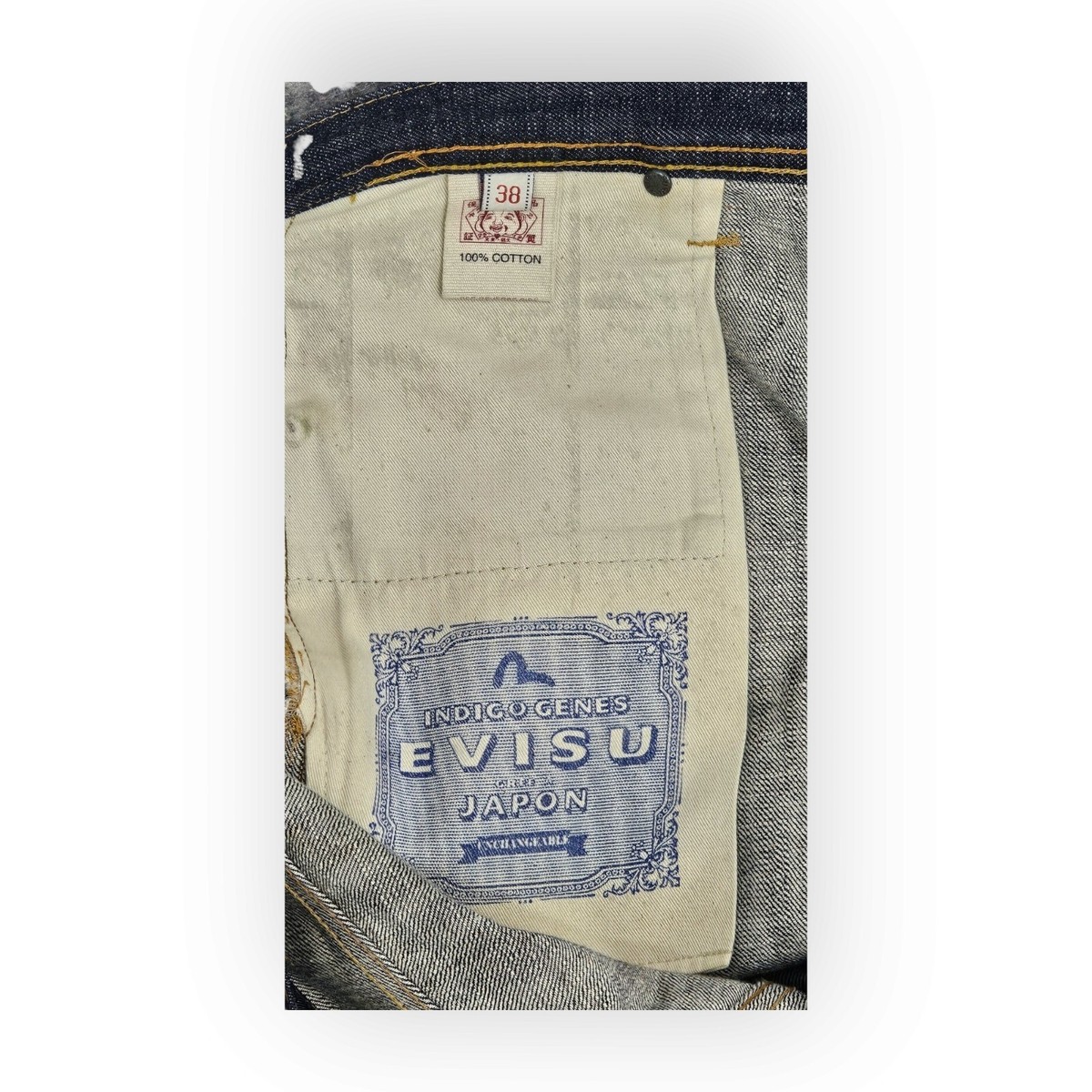 Evisu Heritage Unchangeable Men 38×34 Blue Selvedge Kanji Evisu Heritage Unchangeable Men 38×34 Blue Selvedge Kanji