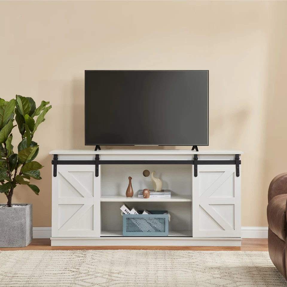 FunniHomi Farmhouse TV Stand for up to 65" TV, Entertainment Center w/ Doors - Image 2 of 4