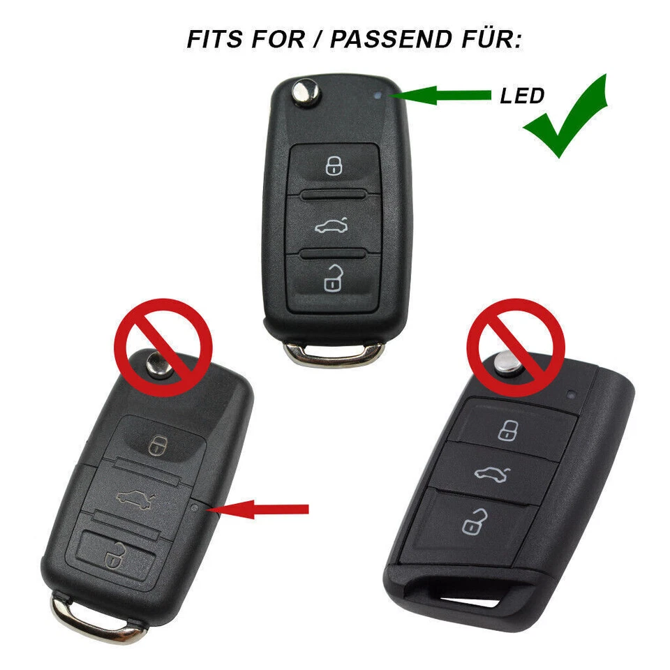 Carcasa de llave remota de 3 botones para Volkswagen Polo Golf Seat Skoda MK6 Foto 2 de 4