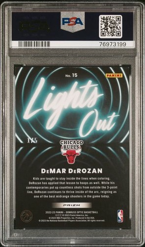 2022 DONRUSS OPTIC LIGHTS OUT #15 DeMAR DeROZAN LIGHTS OUT GOLD WAVE /10 PSA 8 - Picture 2 of 2