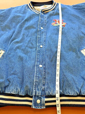 Vintage Disney Store Tigger Denim Varsity Jacket XXL Worlds Finest