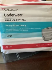 Cardinal Health Quilted Adult UNDERWEAR Heavy Absorbency Size L x18 case of 4