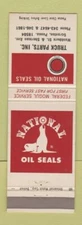 Matchbook Cover - National Oil Seals Truck Parts Scranton PA
