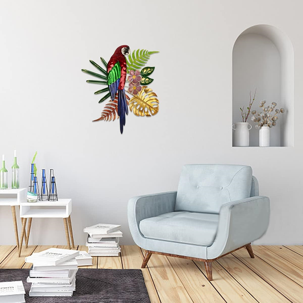 YiYa 41CM Metal Parrot Decor Metal Parrot Wall Decor Metal Parrot Wall