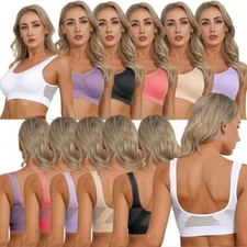 Womens Sports Bras Tank Tops with Built-in Bra High Impact Seamless Gym Yoga