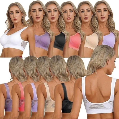 Womens Plus Size Sports Bra Form Bustier Top Breathable Underwear Yoga Gym Bra @ - Picture 2 of 28