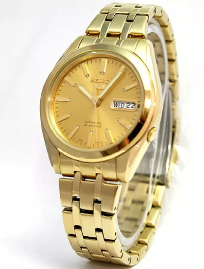 Seiko 5 Automatic 21 Jewels Gold Tone Men's Watch SNKH02K1 | eBay