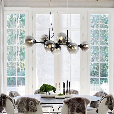 Molecular Glass Pendant Light Linear Adjustable 8-Lights Chandelier Lamp Fixture