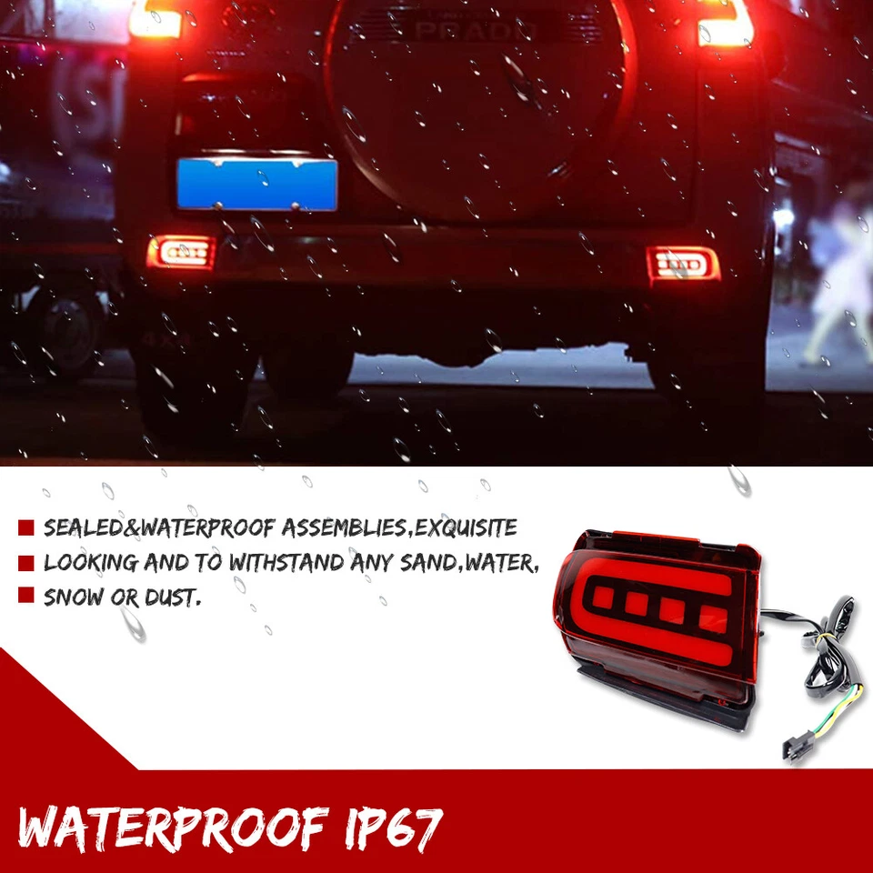 For 2010-2019 TOYOTA Land Cruiser PRADO FJ150 Red LED Fog Bumper Tail Lights Kit - Image 4 of 4