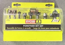 RYOBI Forstner Bit Set 8.27 in. 3-Flat Shank X-Wing Precision Cutting (8-Piece)