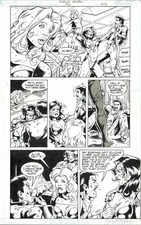 FORCE SEVEN #6 ORIGINAL ART PAGE GGA WOMEN HEROES 1/3 SPLASH COMIC ARTWORK